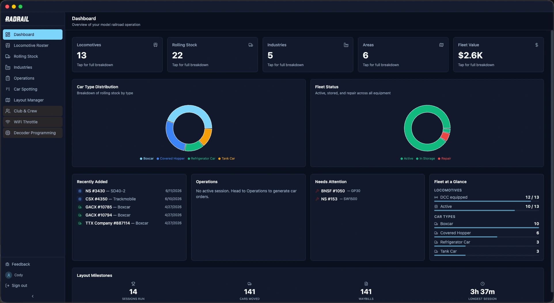 RadRail application screenshot